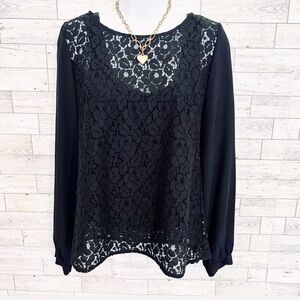 Banana Republic lace floral sheer blouse top cami size S black casual party